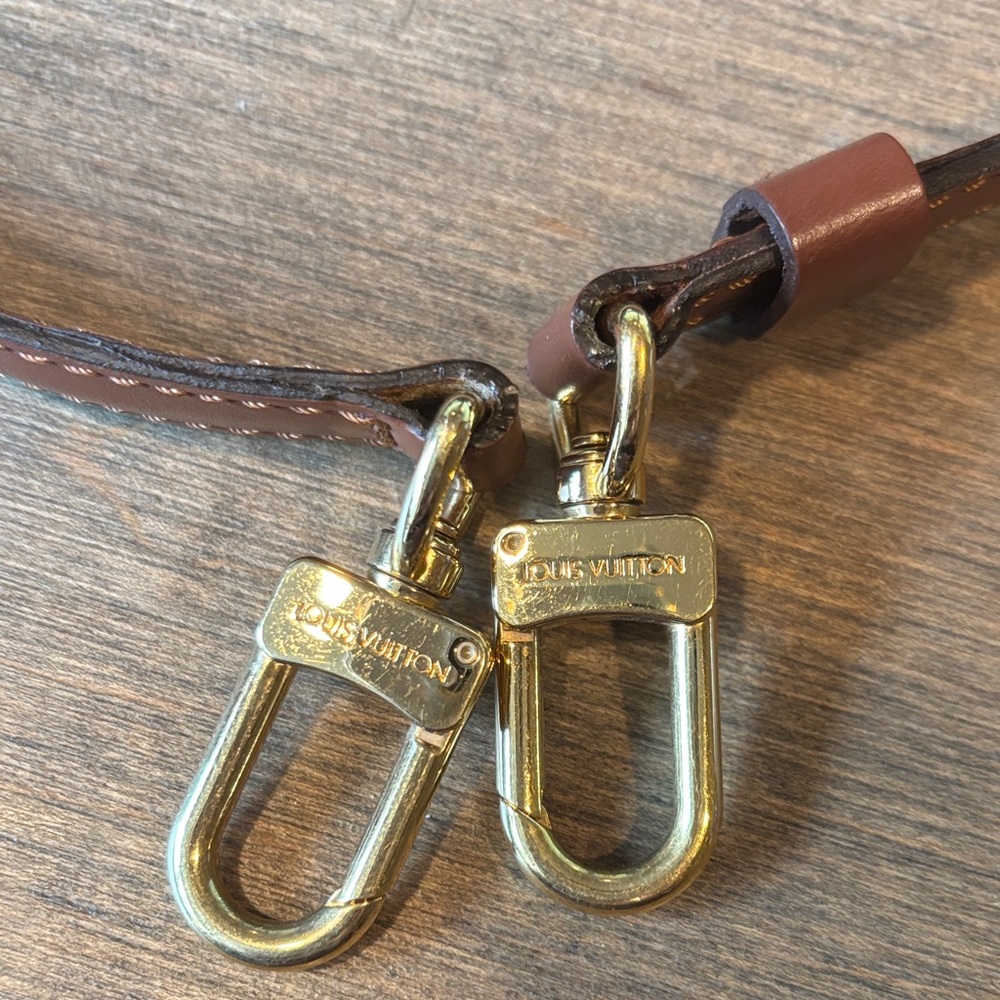 Louis Vuitton Brown Leather Strap with Gold Hardware Clips